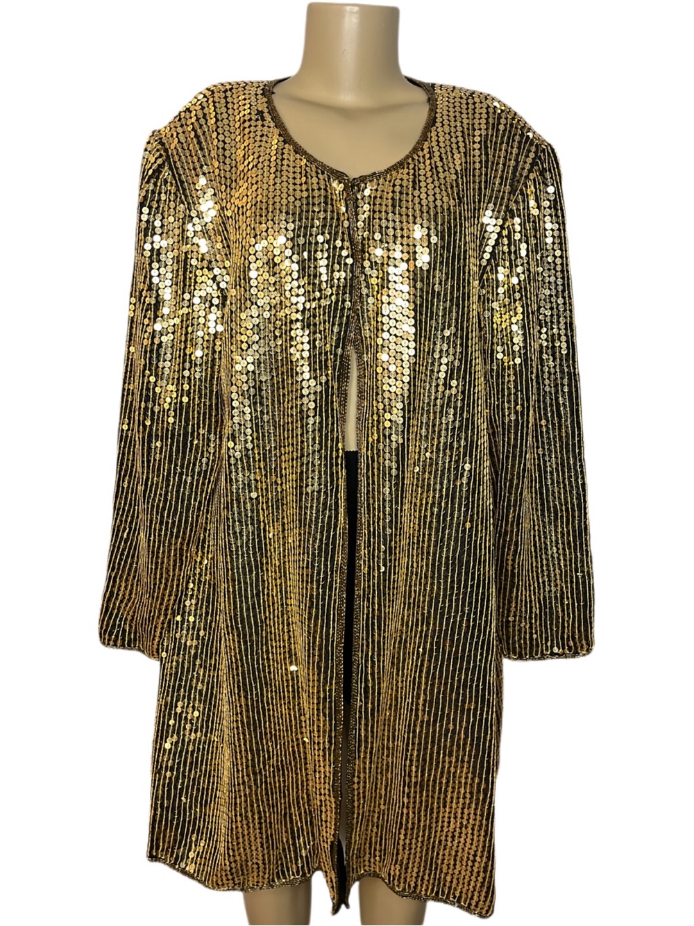 Vintage 80s Jewel Queen Gold Sequin Duster